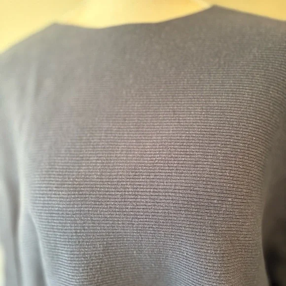 Oak + Fort Blue Ribbed Tunic Top XS Wide Sleeve Structured Minimalist - Picture 6 of 10